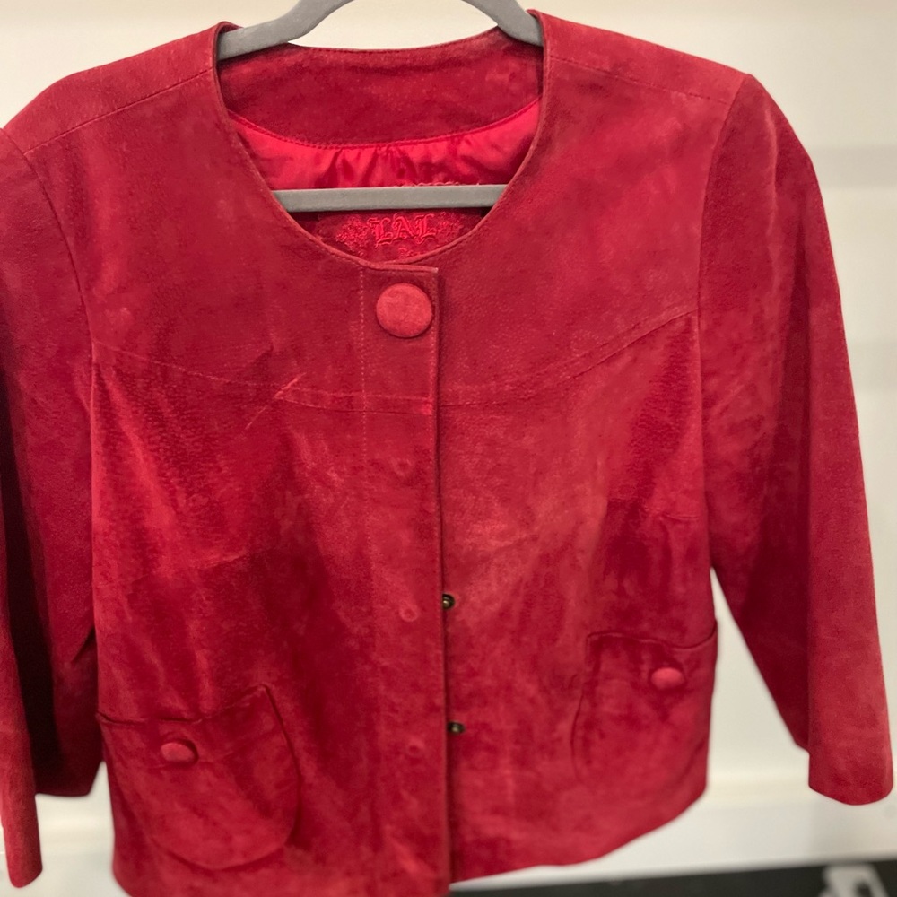 L.A.L. Leather Suede retro suit coat 3/4 sleeves